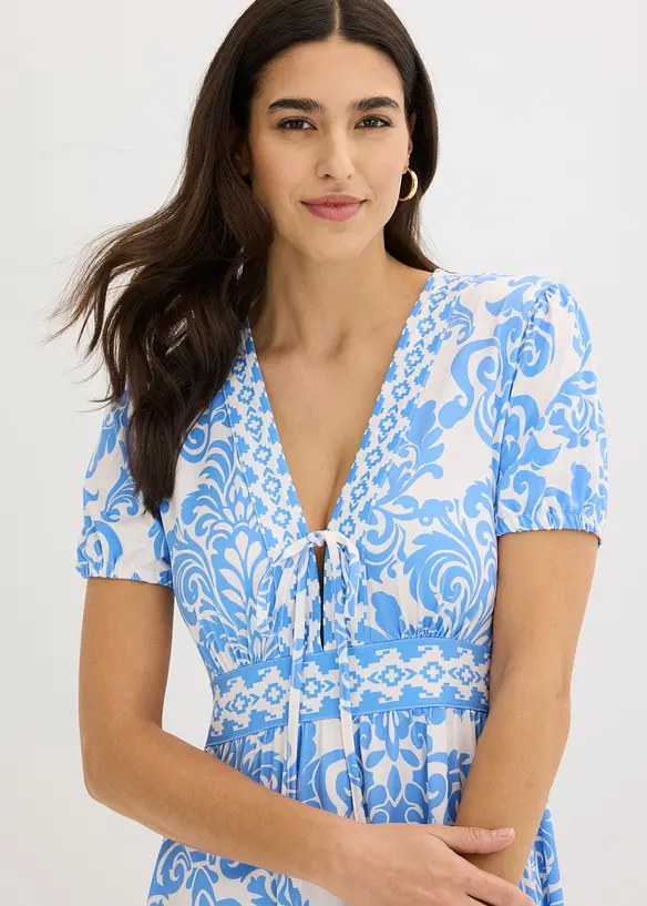 Jerseykl&auml;nning med djup ringning, bonprix