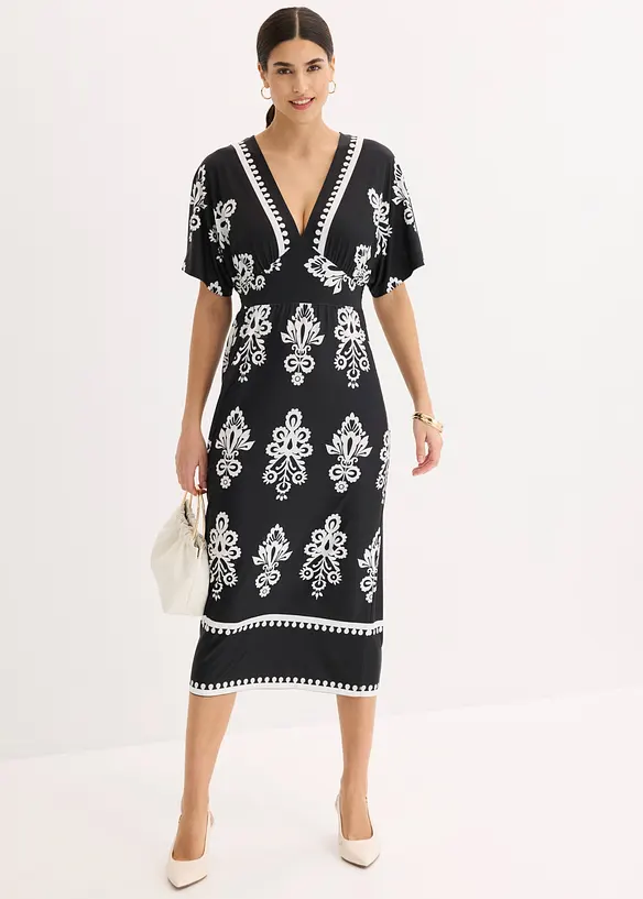 Jerseykl&auml;nning med djup ringning, bonprix