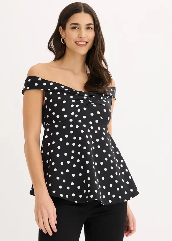 Topp med bara axlar och djup ringning, bonprix