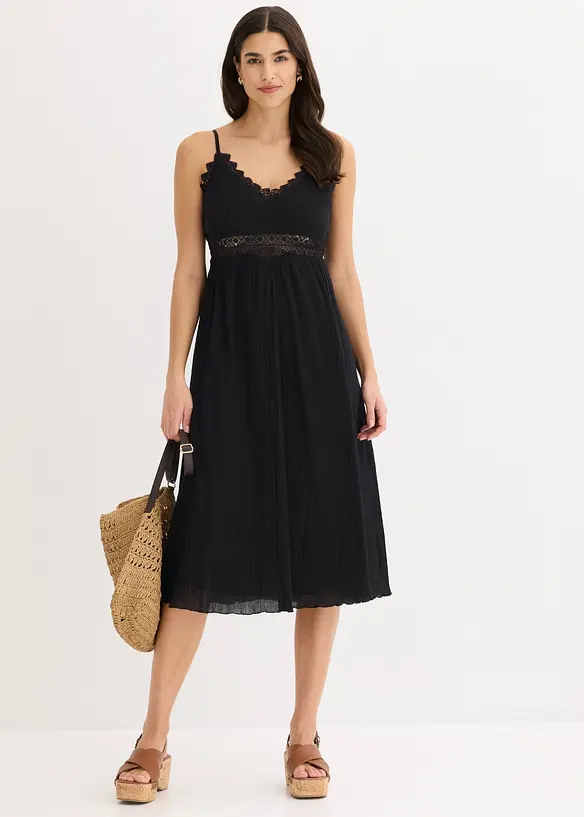 Midikl&auml;nning med spetsinf&auml;llning, bonprix