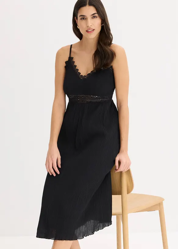 Midikl&auml;nning med spetsinf&auml;llning, bonprix