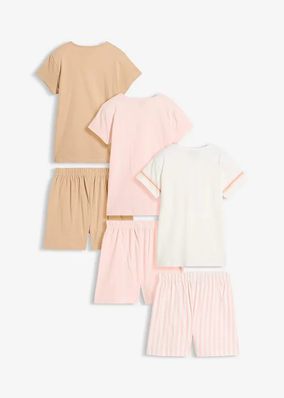 Kort pyjamas av ekologisk bomull (3-pack), bonprix