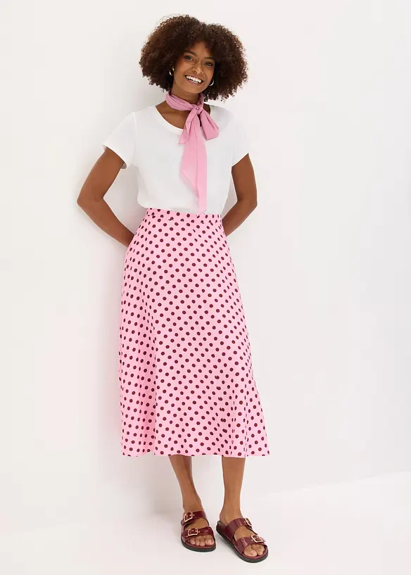 Mellanl&aring;ng kjol i b&ouml;ljande viskosmix, bonprix