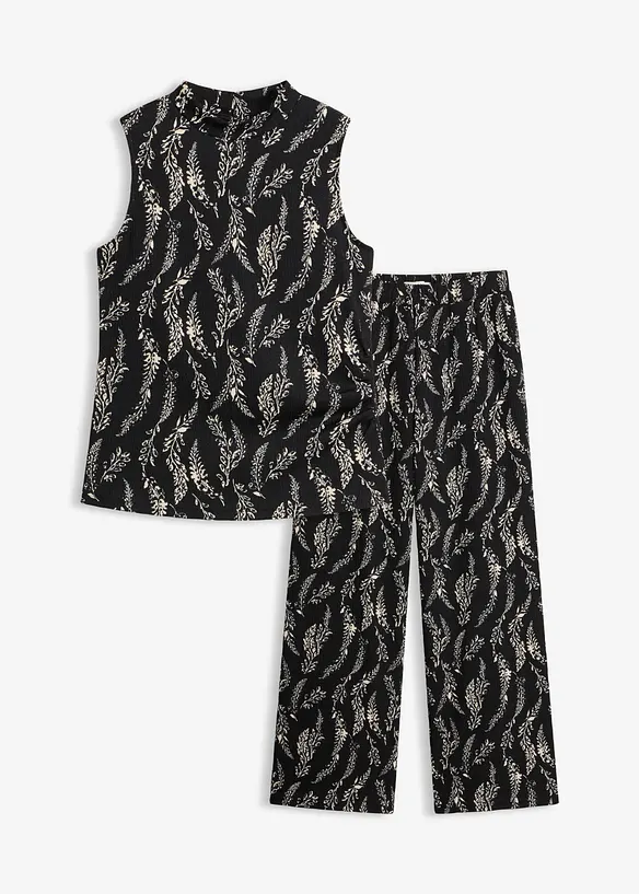 Jerseylinne och byxa (2 delar) av kr&auml;pp, bonprix