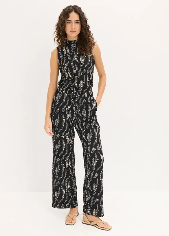 Jerseylinne och byxa (2 delar) av kr&auml;pp, bonprix