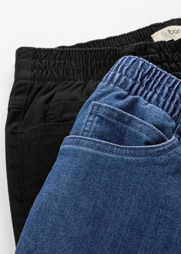 Jeans med bekv&auml;m medelh&ouml;g midja (2-pack), raka ben, bonprix