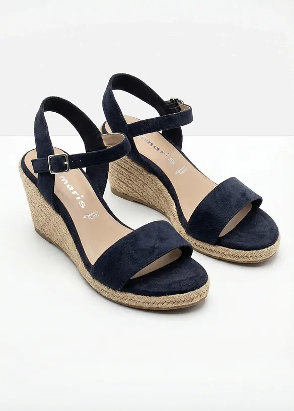 Sandalett med kilklack i baststil fr&aring;n Tamaris, Tamaris