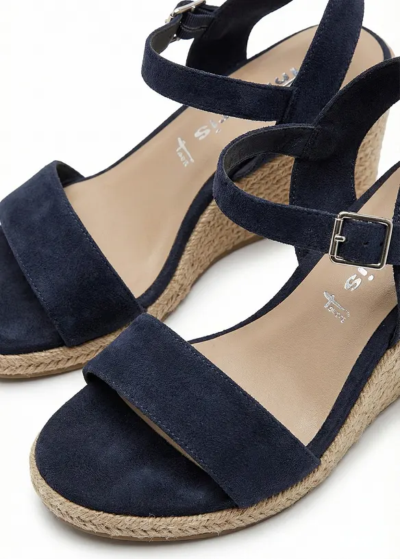 Sandalett med kilklack i baststil fr&aring;n Tamaris, Tamaris