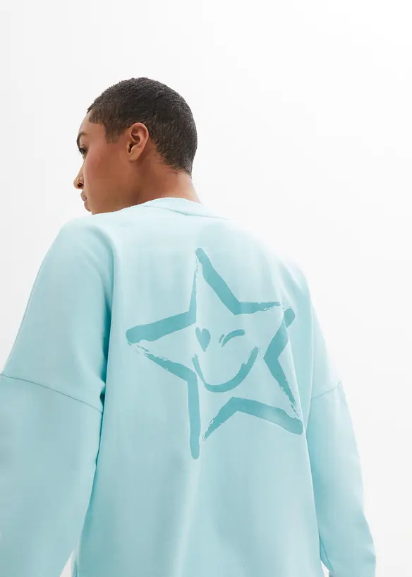 Oversizesweatshirt i bomull med f&auml;rgglada muddar, bonprix