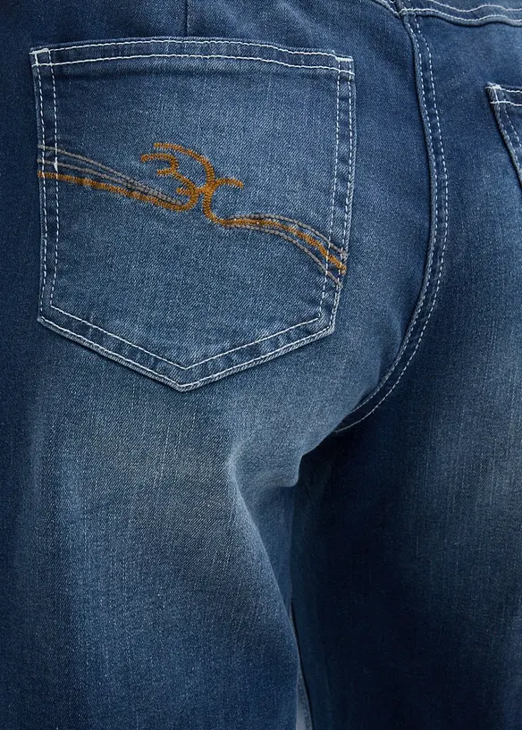 Wide Leg Jeans Mid Waist, med bekv&auml;m midja, bonprix