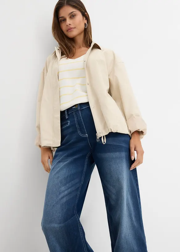 Wide Leg Jeans Mid Waist, med bekv&auml;m midja, bonprix