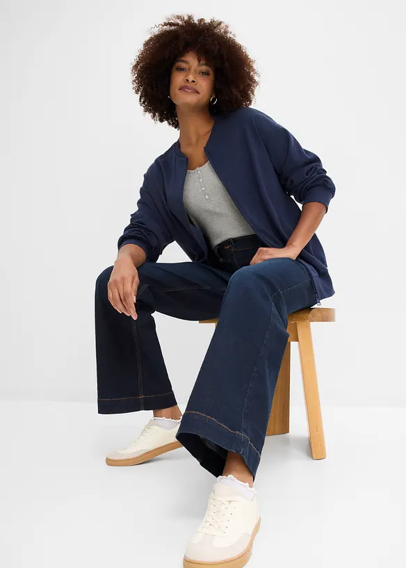 Wide Leg Jeans Mid Waist, med bekv&auml;m midja, bonprix