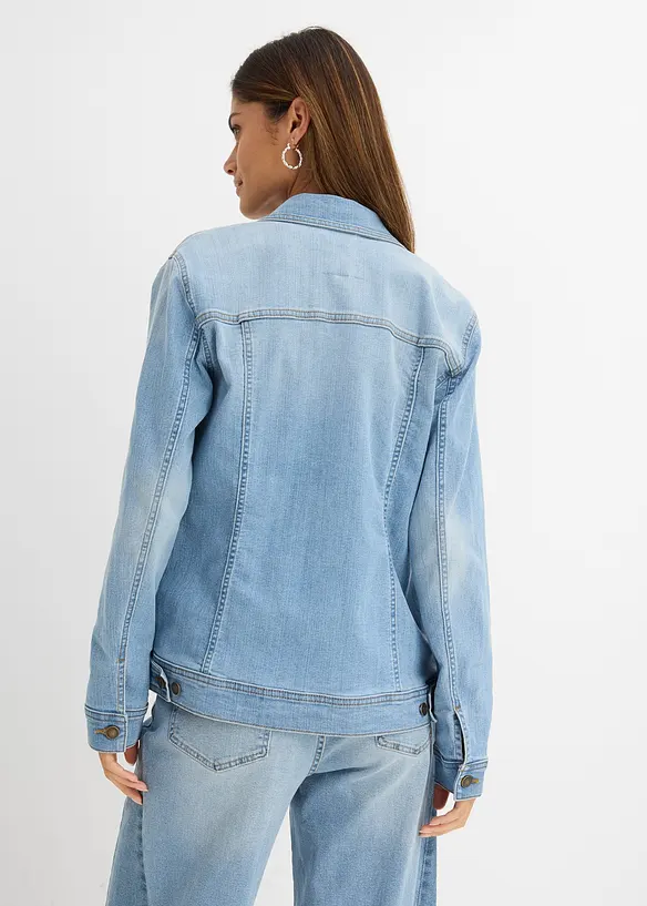 Stretchig jeansjacka i basmodell, bonprix