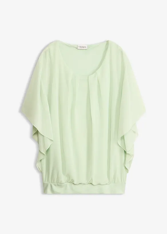 Chiffongblus med linne, bonprix