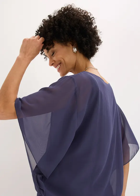 Chiffongblus med linne, bonprix