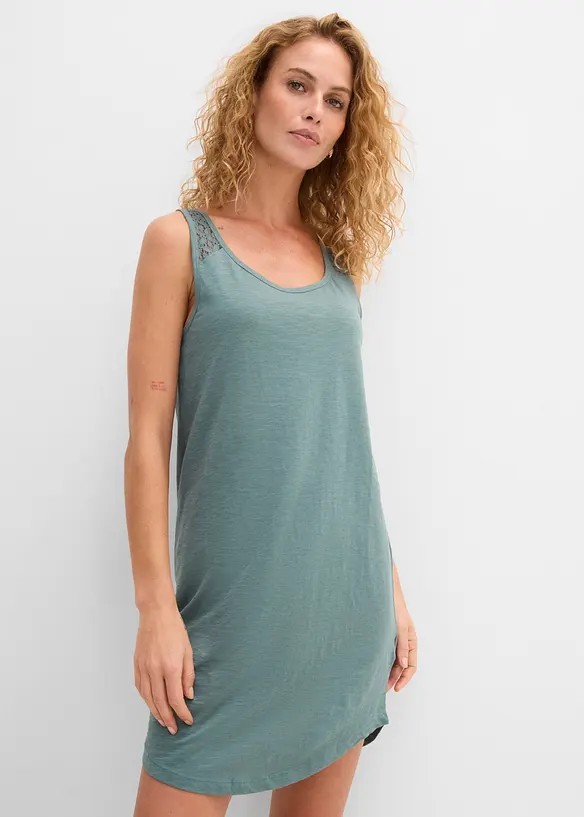 Trik&aring;kl&auml;nning i bomull med spets, bonprix