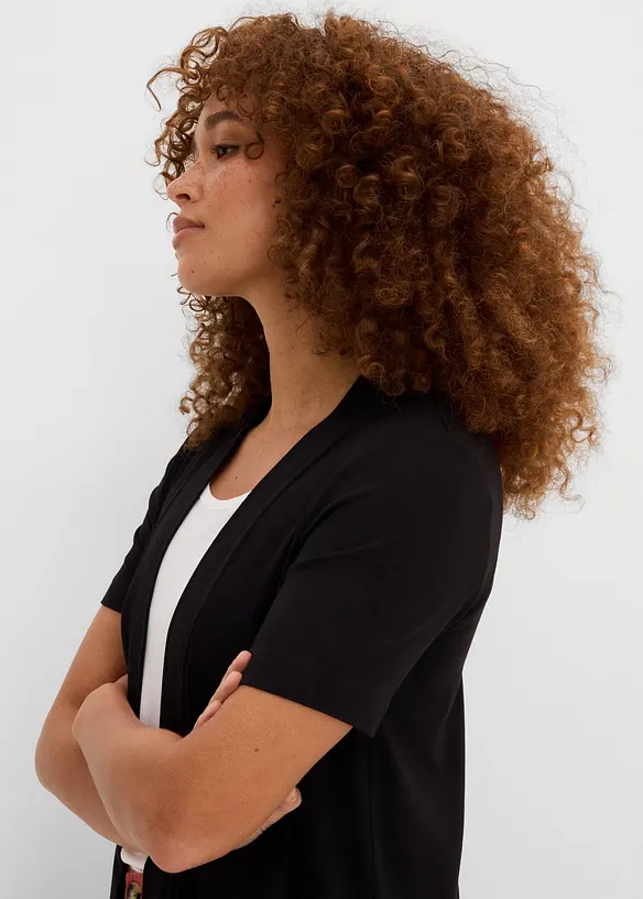 Cardigan i mjuk viskostrik&aring;, bonprix