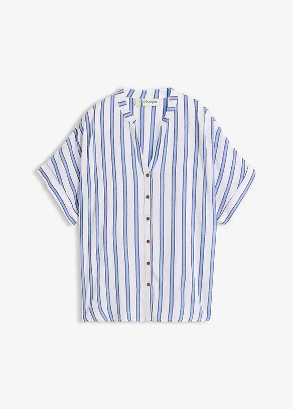 Blus i krinklad viskos med mjukt fall, bonprix
