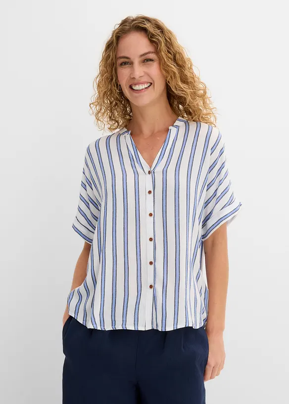 Blus i krinklad viskos med mjukt fall, bonprix