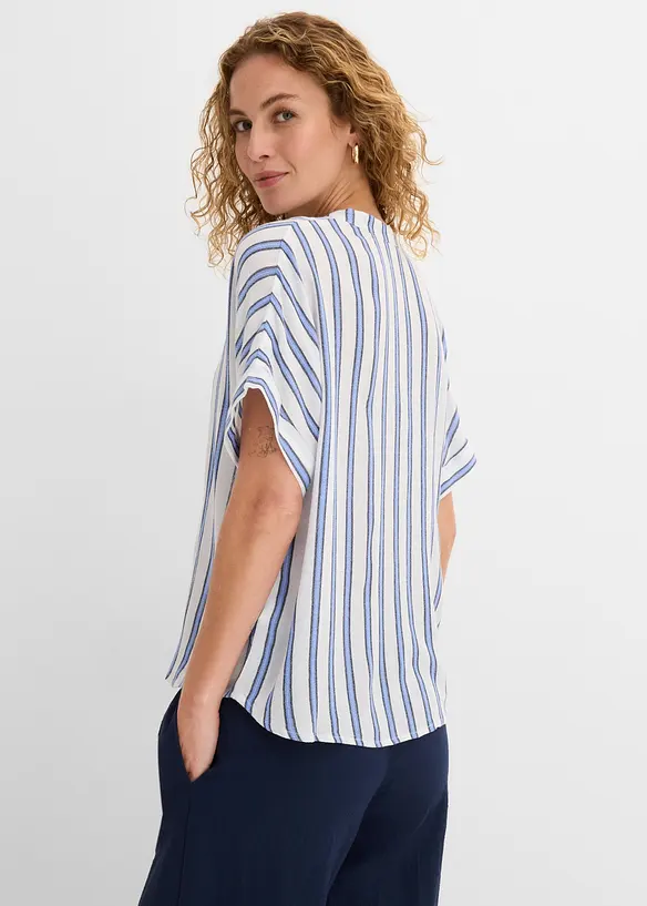 Blus i krinklad viskos med mjukt fall, bonprix