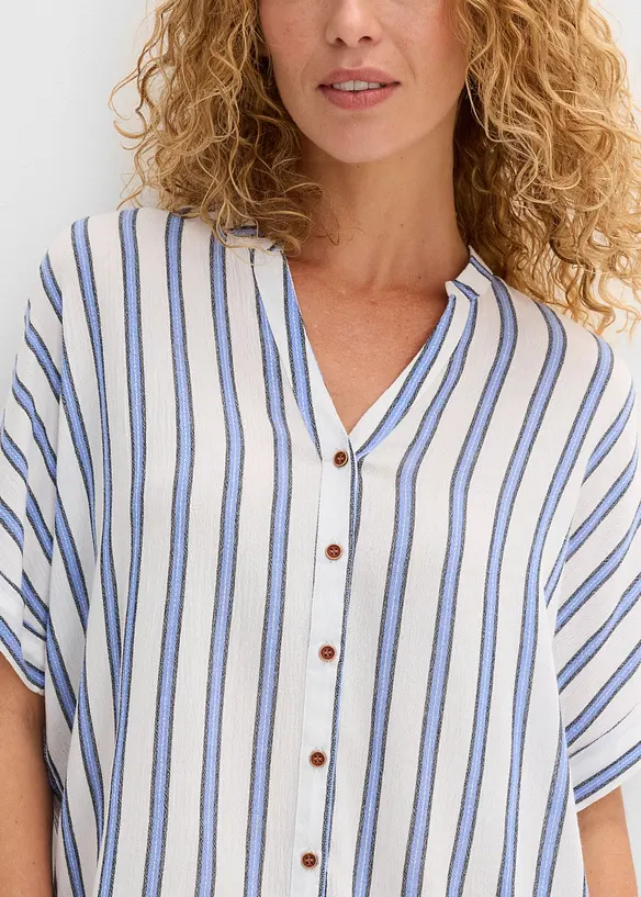 Blus i krinklad viskos med mjukt fall, bonprix
