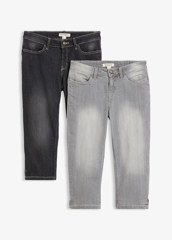 Stretchiga caprijeans (2-pack), bonprix