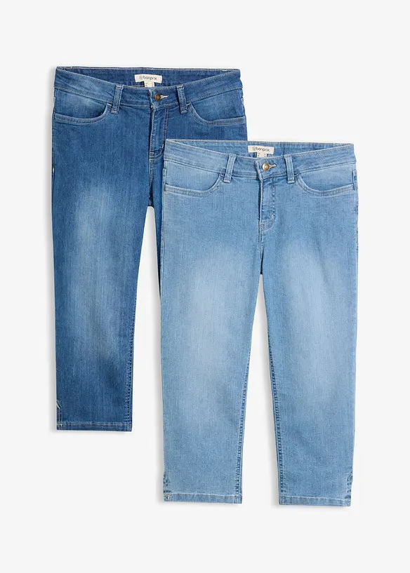Stretchiga caprijeans (2-pack), bonprix