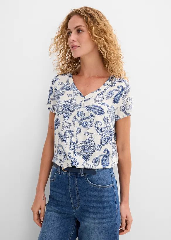 Kort&auml;rmad blus, bonprix