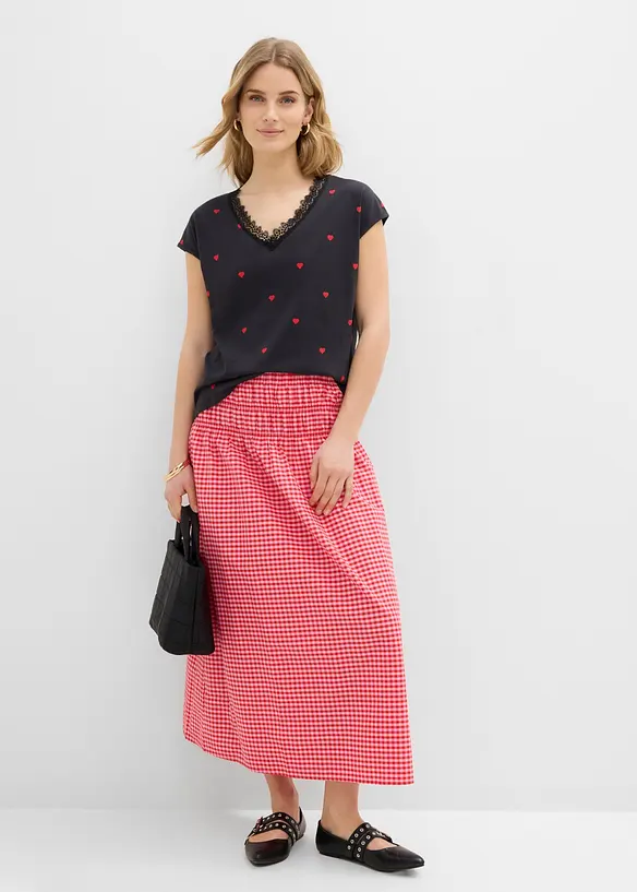 M&ouml;nstrad topp av ren bomull, bonprix