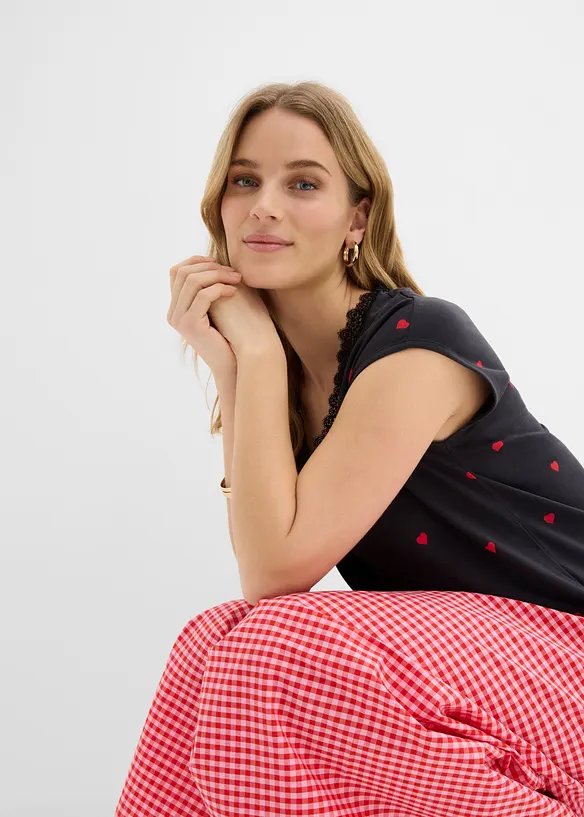 M&ouml;nstrad topp av ren bomull, bonprix