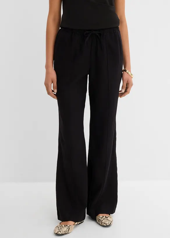 Palazzobyxa i tunn linnemix, bonprix