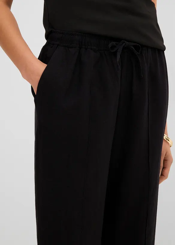 Palazzobyxa i tunn linnemix, bonprix