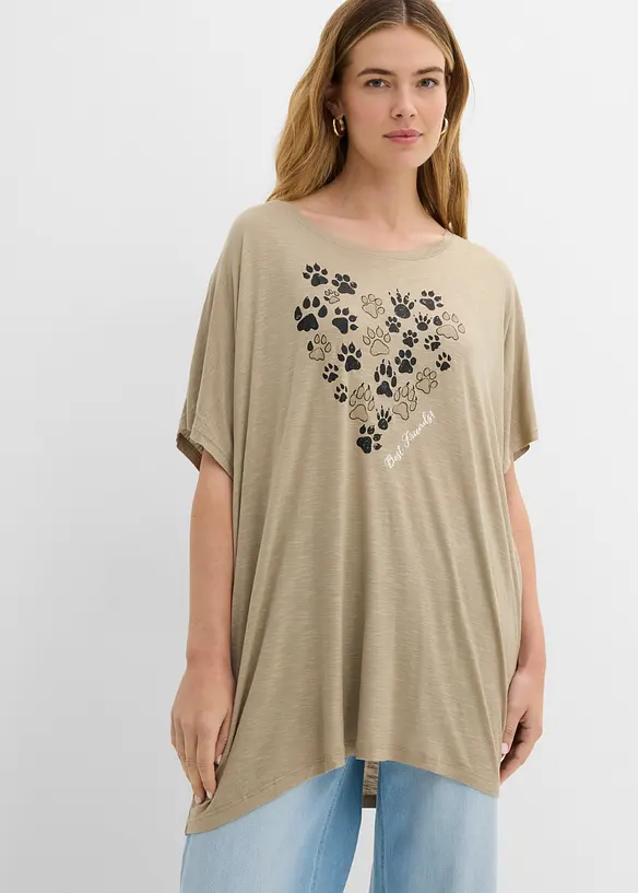 Bigshirt i l&auml;tt material med tryck, bonprix