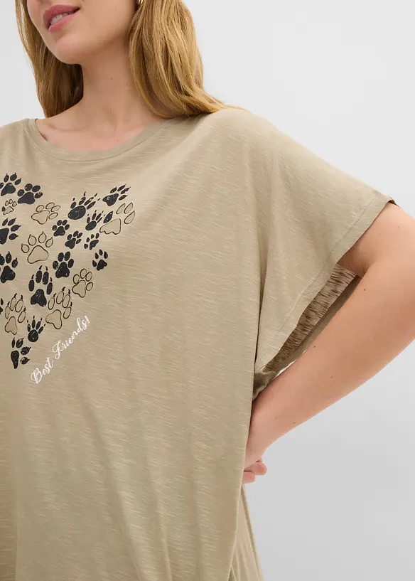 Bigshirt i l&auml;tt material med tryck, bonprix