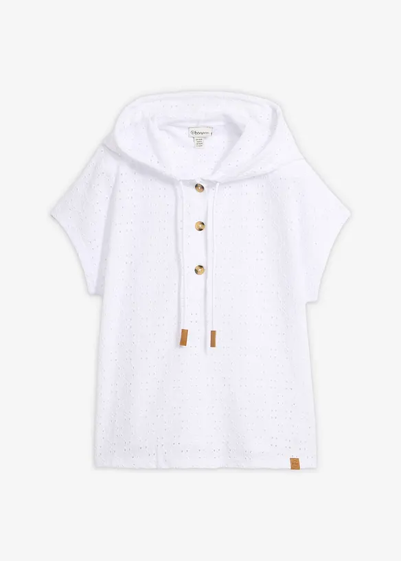 Topp med knappsl&aring; och luva, bonprix