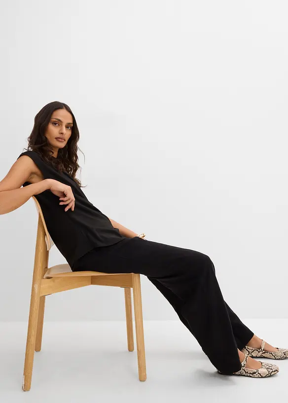 Palazzobyxa i tunn linnemix, bonprix