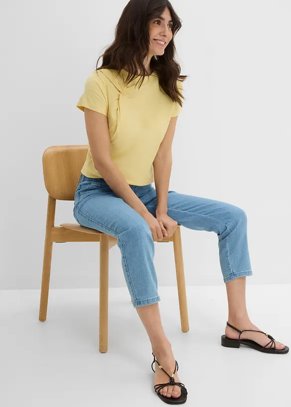 Jeans med bekv&auml;m medelh&ouml;g midja (2-pack), raka ben, bonprix