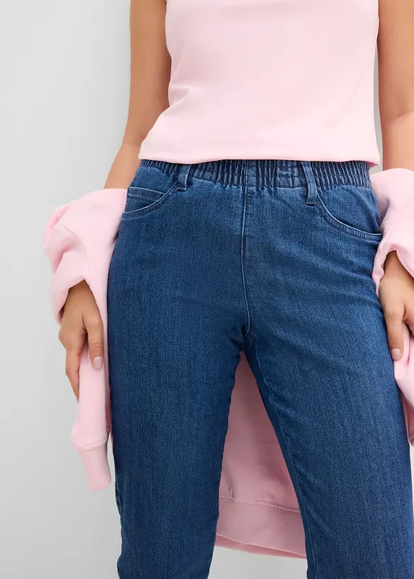 Jeans med bekv&auml;m medelh&ouml;g midja (2-pack), raka ben, bonprix