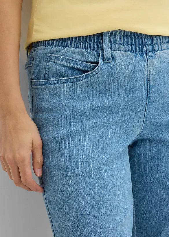 Jeans med bekv&auml;m medelh&ouml;g midja (2-pack), raka ben, bonprix