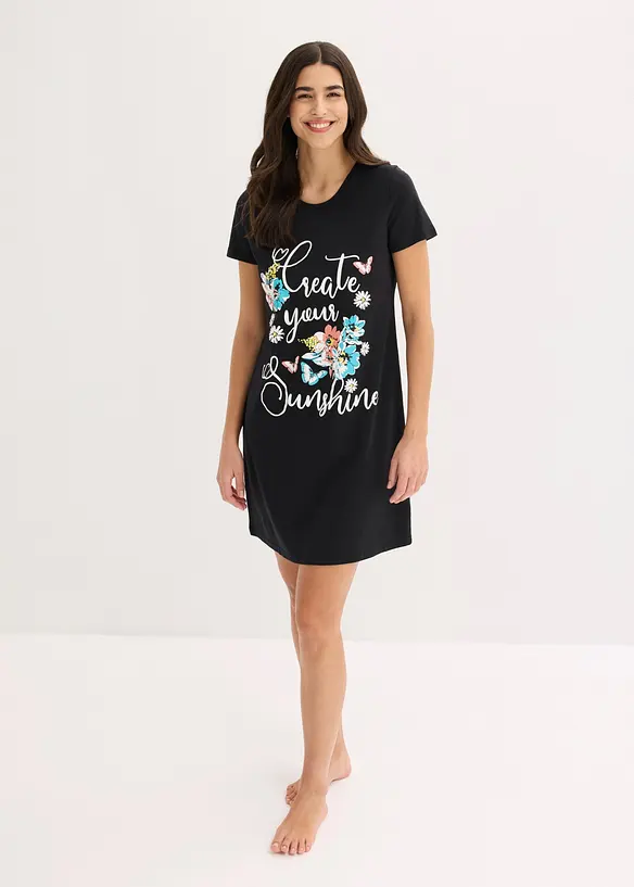 Kort nattlinne av ren bomull (2-pack), bonprix