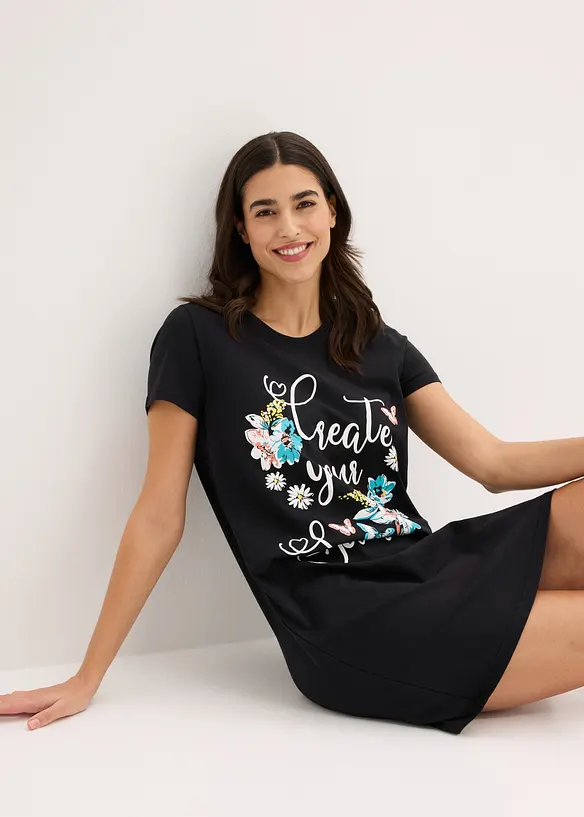 Kort nattlinne av ren bomull (2-pack), bonprix