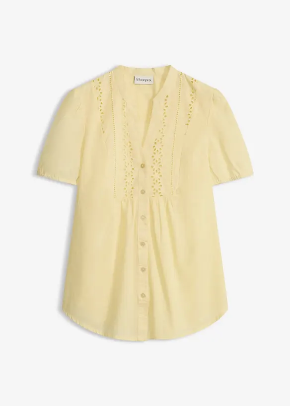 Blus med h&aring;lbroderi, bonprix