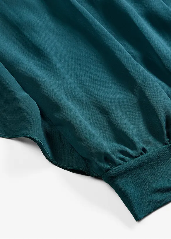 Chiffongblus med linne, bonprix