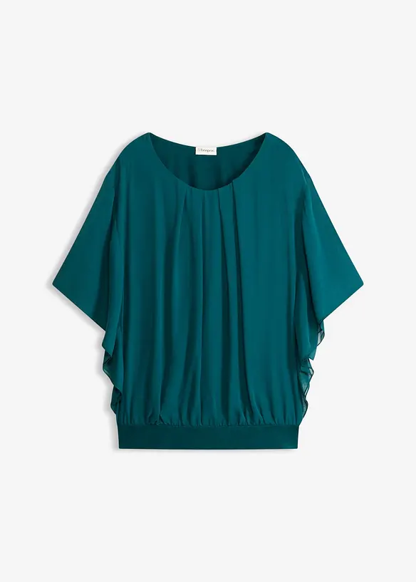 Chiffongblus med linne, bonprix