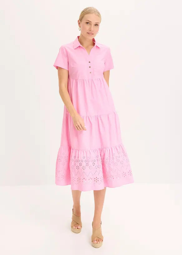 Tunikakl&auml;nning i bomull med h&aring;lbroderi, bonprix