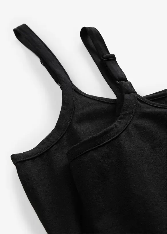 L&aring;ngt linne med smala axelband gjort av ekologisk bomull (2-pack), bonprix