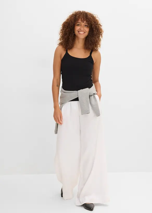 L&aring;ngt linne med smala axelband gjort av ekologisk bomull (2-pack), bonprix