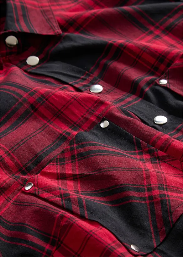 Rutig skjortblus i ren bomull, bonprix