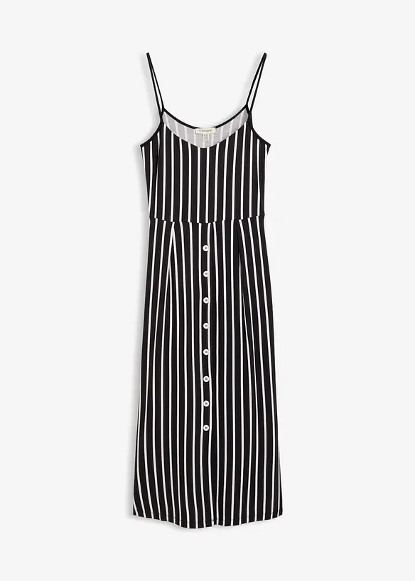 Somrig jerseykl&auml;nning med knappsl&aring; och r&auml;nder, bonprix