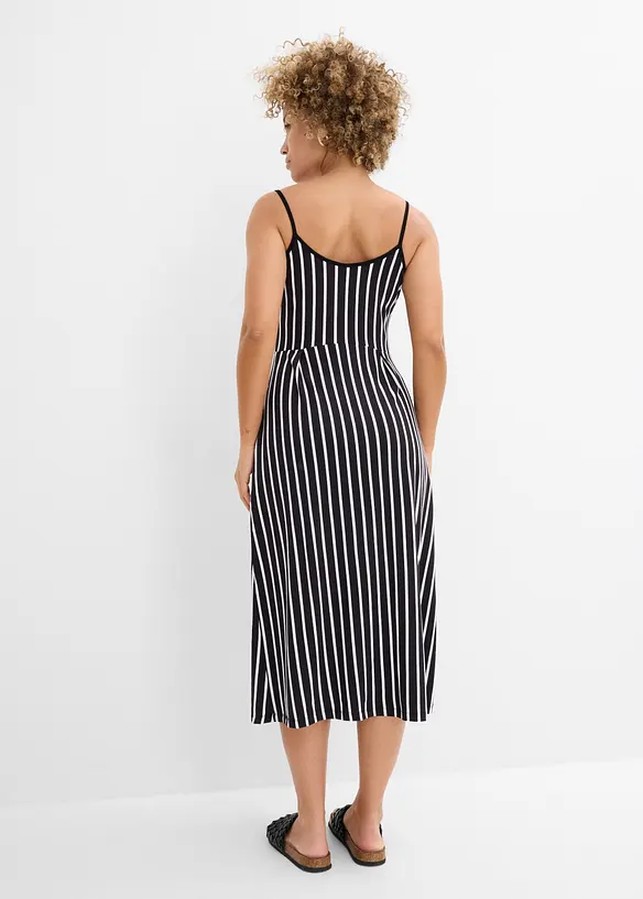 Somrig jerseykl&auml;nning med knappsl&aring; och r&auml;nder, bonprix